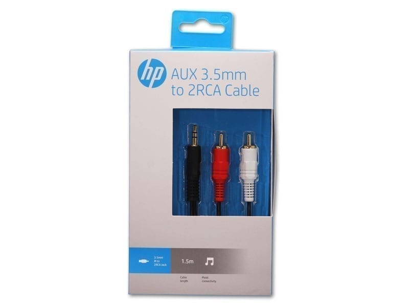 HP AUX 3.5mm To 2RCA Cable Black 1.5 meter 2