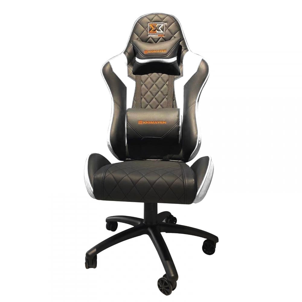 Xigmatek Hairpin White Gaming Chair (Black & White, 2D Armrests, Butterfly Mechanism, Class 4 Gas Lift, Headrest & Lumbar Pillow) EN46713 - Image 4