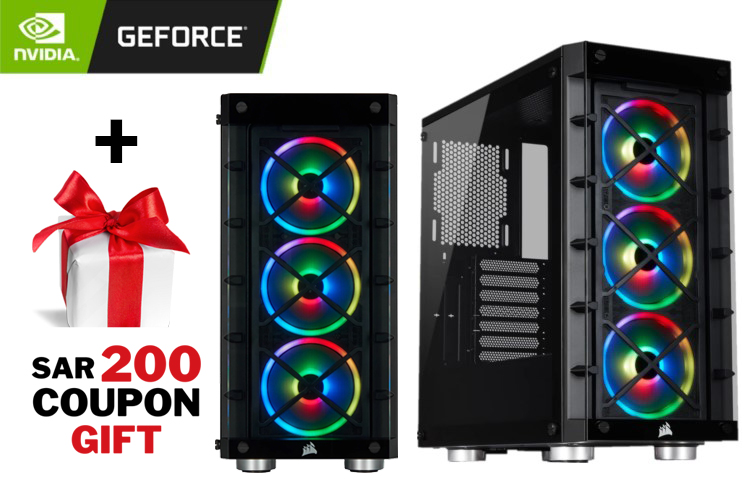 GeForce Gaming PC - iCUE 465X Case, Intel Core i7-11700K, 16GB DDR4, GeForce RTX 3070 ICHILL X3, 500GB SSD, 2TB HDD + SAR 200 Gift Coupon 1