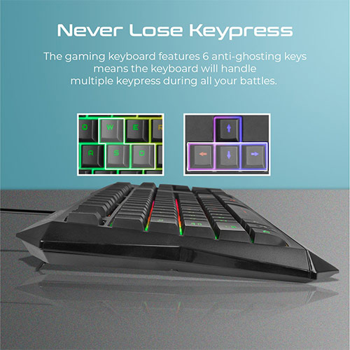 VERTUX Radiance Ergonomic Backlit Wired Gaming Keyboard 4