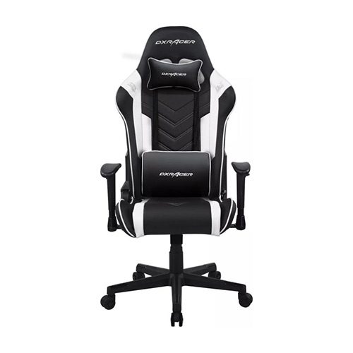 DXRacer Prince Series P132 Gaming Chair, 1D Armrests with Soft Surface, Black and White 2