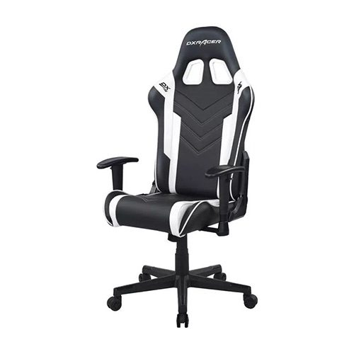 DXRacer Prince Series P132 Gaming Chair, 1D Armrests with Soft Surface, Black and White 4