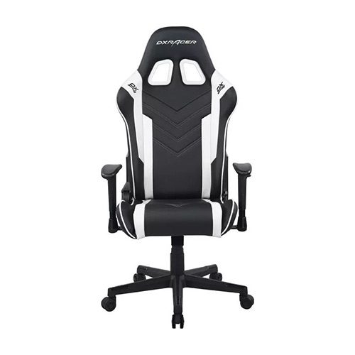 DXRacer Prince Series P132 Gaming Chair, 1D Armrests with Soft Surface, Black and White 5