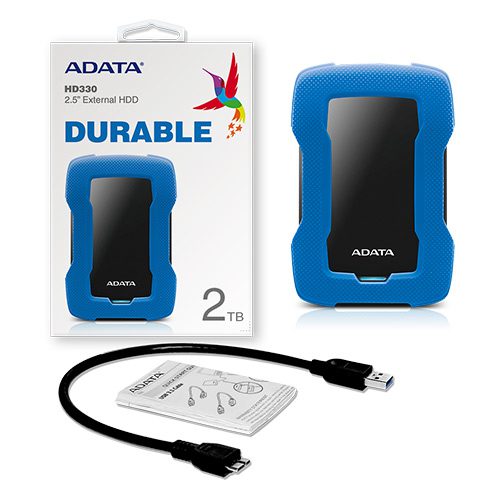 Adata HD330 Disque dur externe USB 3.0 2 To, Bleu – Logically