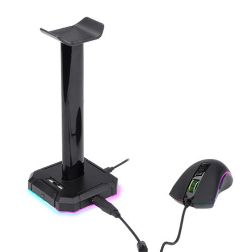 Redragon HA300 Scepter Pro Headset Stand RGB Backlit Gaming Headphone Stand with Aluminum Supporting Bar 4