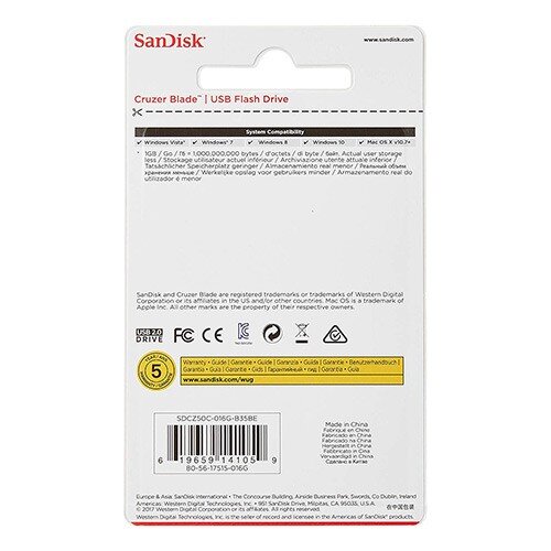SanDisk 16 GB Cruzer Blade USB Flash Drive - Electric Blue 3
