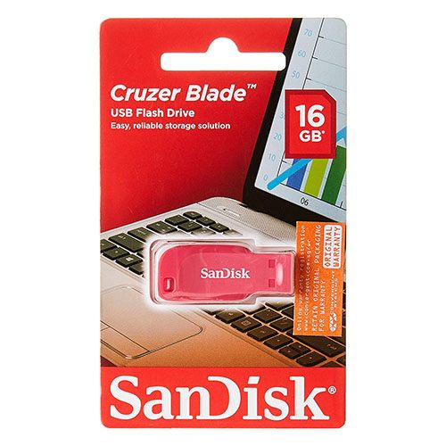SanDisk SDCZ50C-016G-B35PE 16 GB Cruzer Blade USB Flash Drive - Electric Pink 1