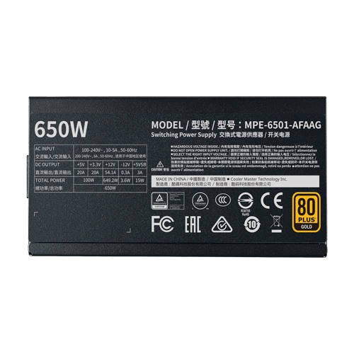 Cooler Master MWE GOLD 650 - V2 Full Modular Full Modular 80 PLUS GOLD ATX Power Supply Unit 5