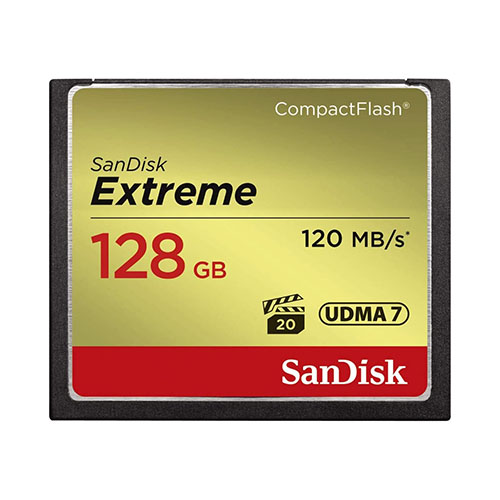 SanDisk Extreme CF 120MB/s, 85MB/s write, UDMA7, 128GB 1