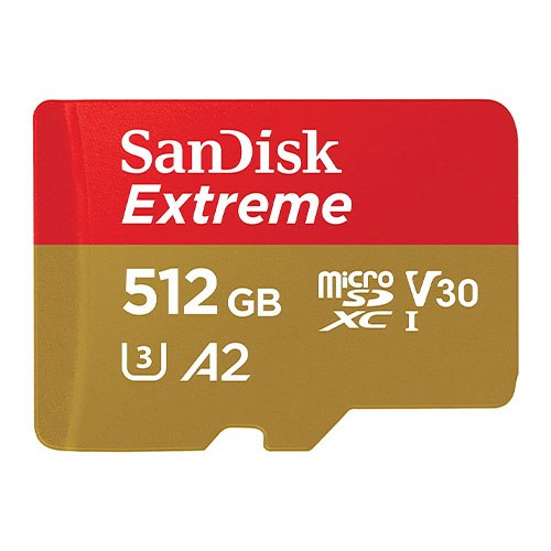 SanDisk Extreme microSD UHS I Card 512GB for 4K Video on Smartphones, Action Cams,Drones 190MB/s Read,130MB/s Write, Red/Gold 2
