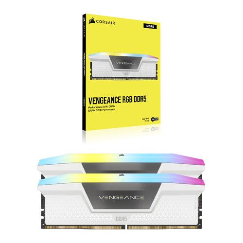 Corsair VENGEANCE® RGB 64GB (2x32GB) DDR5 DRAM 5200MHz C40 Memory Kit — White 5